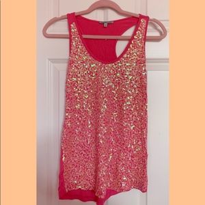 2000s pink sequin top